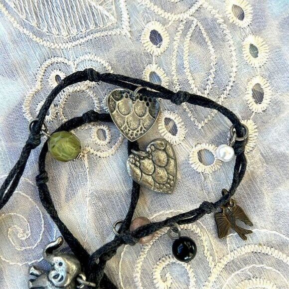 Charming Handmade Elephants & Birds Charm Necklace 30” - Picture 3 of 11